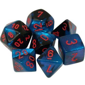 Gemini Mini-hedral Black-Starlight/red 7-Die Set Dice Chessex   