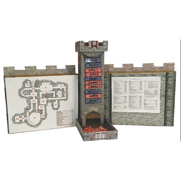 Castle Keep Dice Tower w/ Turn Tracker/GM Screen Dice Role 4 Initiative