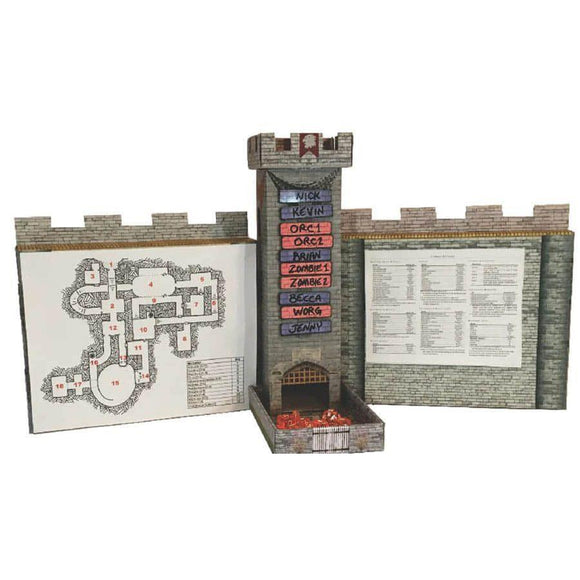 Dark Castle Dice Tower w/ Turn Tracker/GM Screen Dice Role 4 Initiative