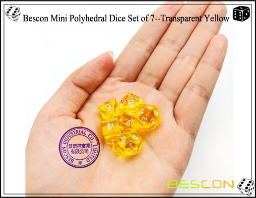 Bescon 7pc Mini Polyhedral Dice Set Translucent Yellow Home page Other   