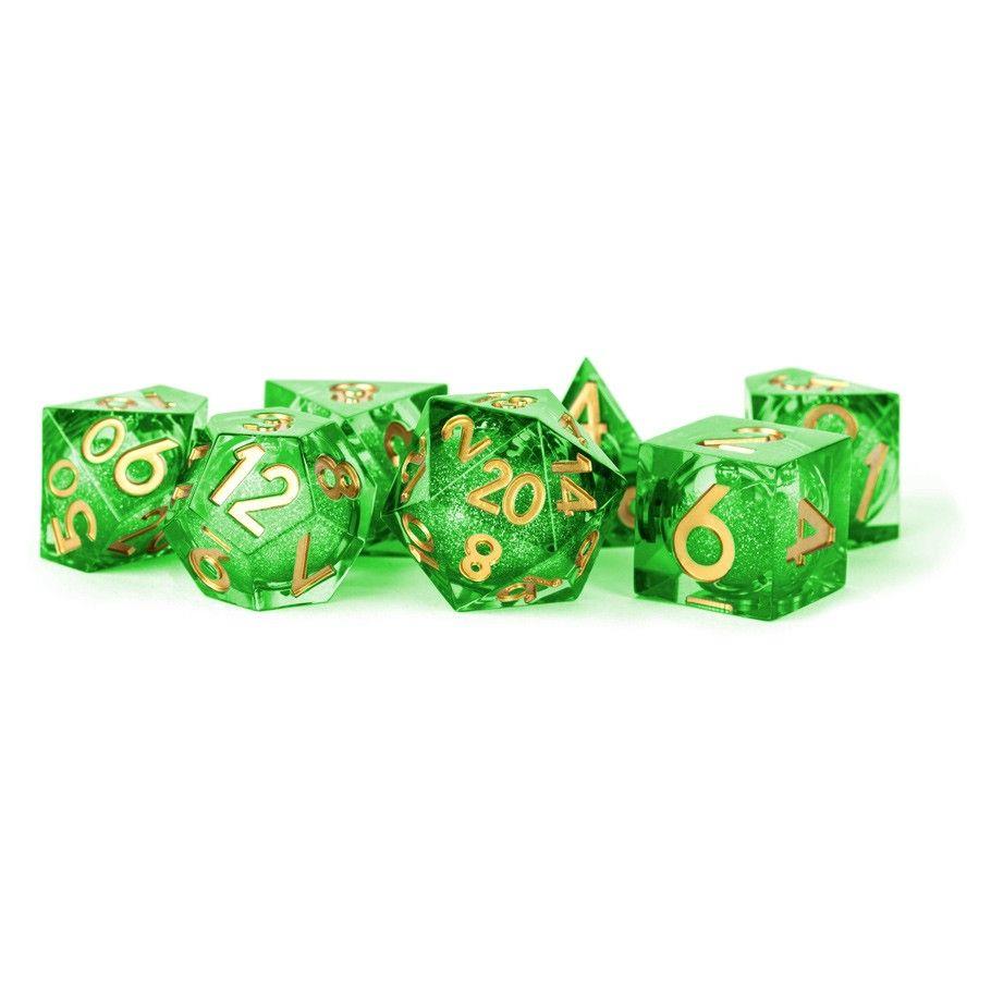 7-set Aegis of Hope Liquid Core Dice FanRoll by Metallic Dice Games