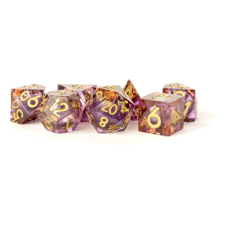7-set Aether Abstract Liquid Core Dice FanRoll by Metallic Dice Games