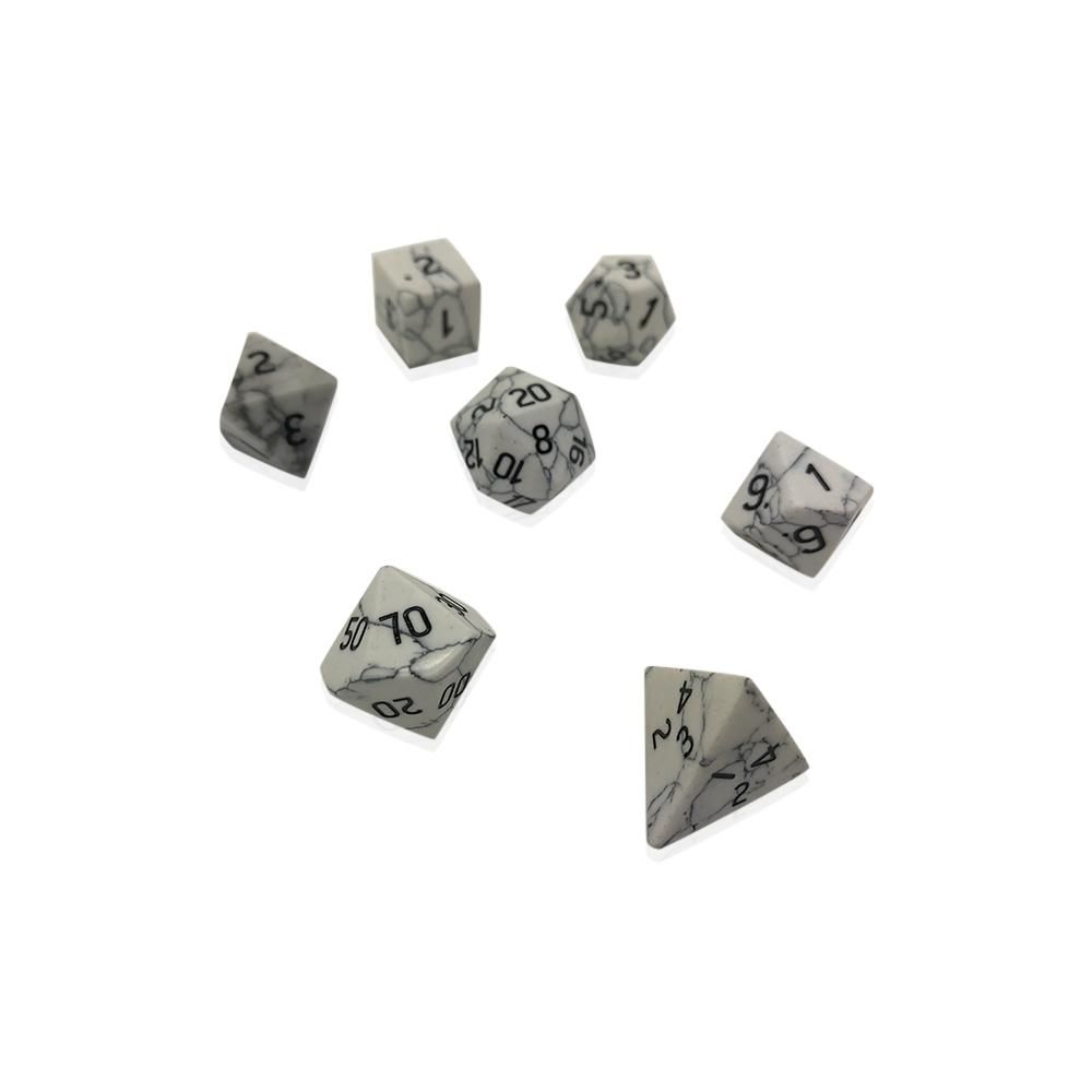 White Howlite Semi-Precious Gemstone 7ct Polyhedral Dice Set Dice Norse Foundry