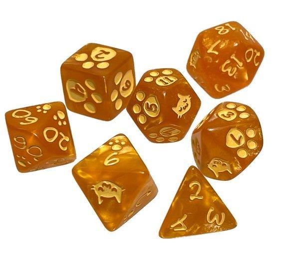 Orange Kitten Poly Dice 7ct Dice Steve Jackson Games