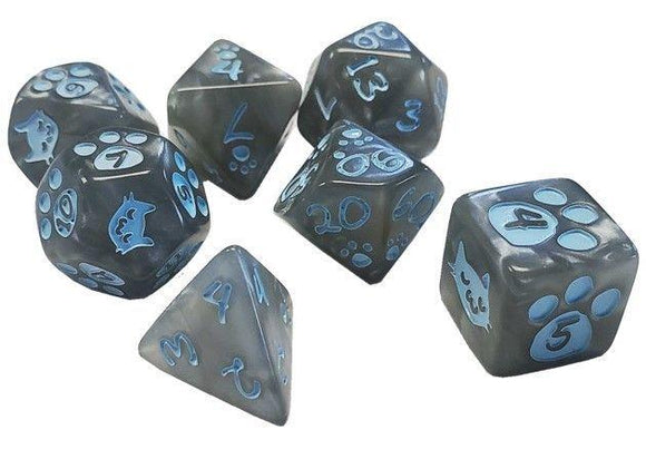 Gray Kitten Poly Dice 7ct Dice Steve Jackson Games