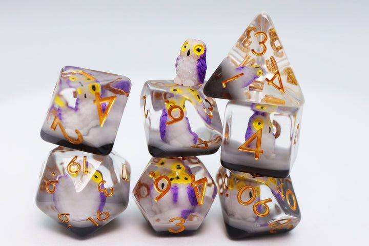 7ct Purple Owl Dice Foam Brain Games