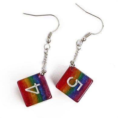 d6 Earrings Glitter Rainbow Clothing & Accessories Foam Brain Games