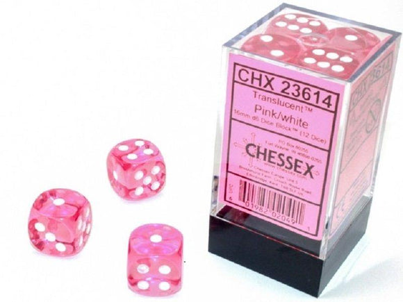 23614 16mm D6 TR Pink/White  Chessex   