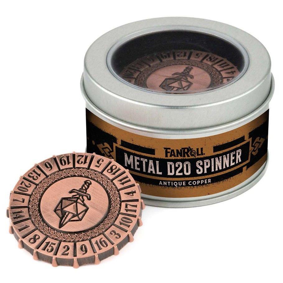 d20 Spinner Antique Copper Dice FanRoll by Metallic Dice Games