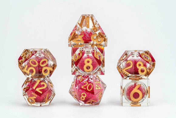 Elixir Liquid Core Dice Set: Magenta Mayhem Dice FanRoll by Metallic Dice Games