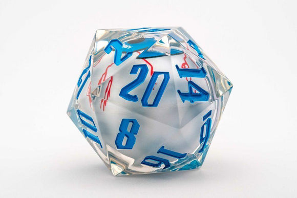 d20 55mm Mammoth Blue Eye Dice FanRoll by Metallic Dice Games