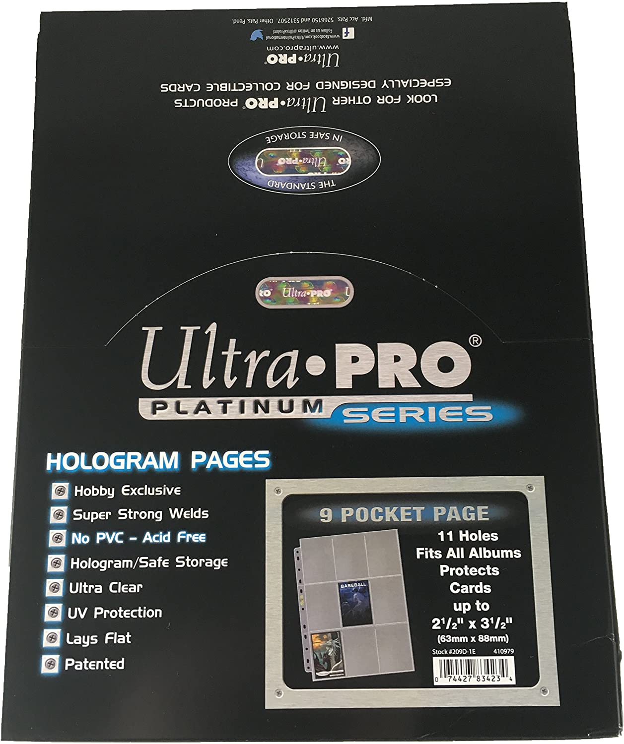 Ultra Pro 100ct 9 Pocket Top Loading Standard Size Card Pages Supplies Ultra Pro   