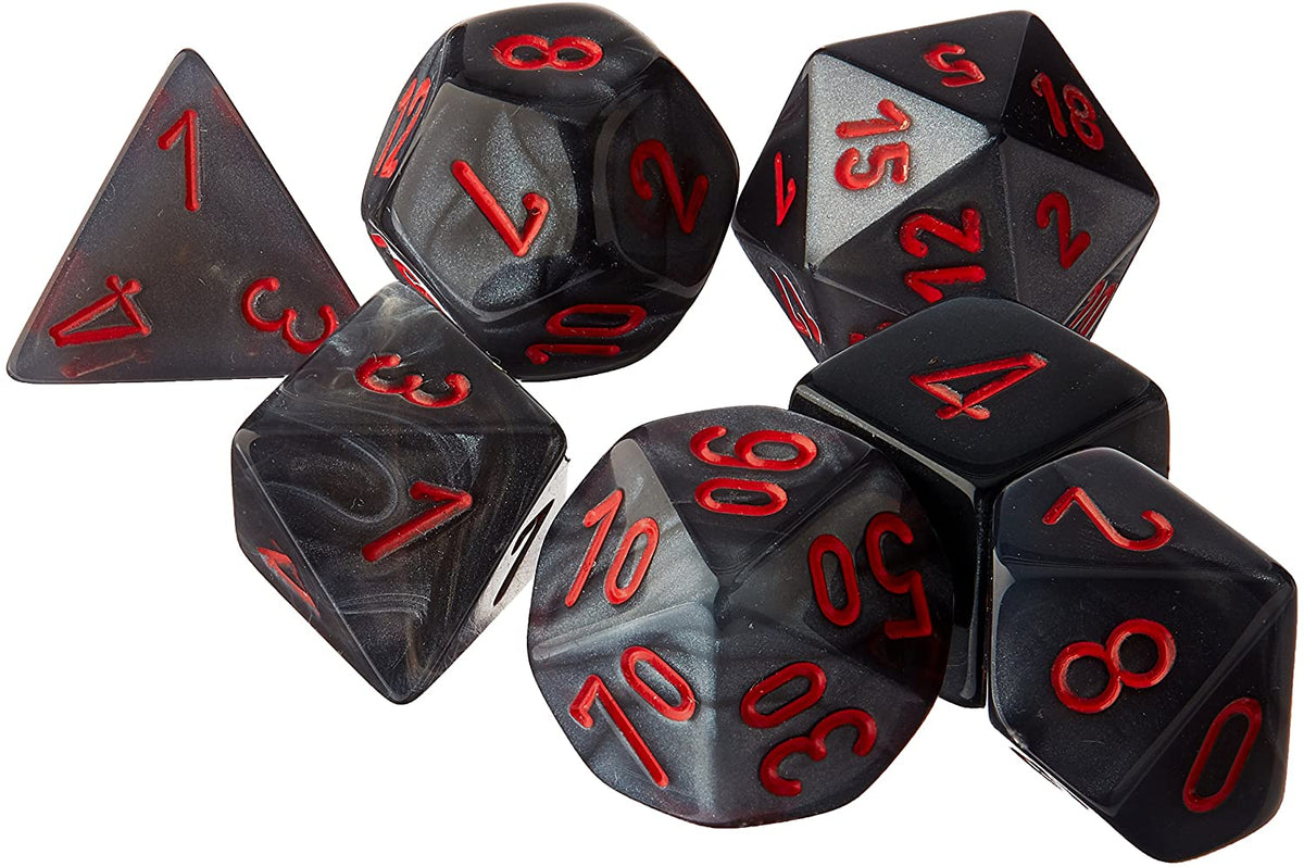 Chessex Velvet Black/Red 7ct Polyhedral Set (27478) Dice Chessex   