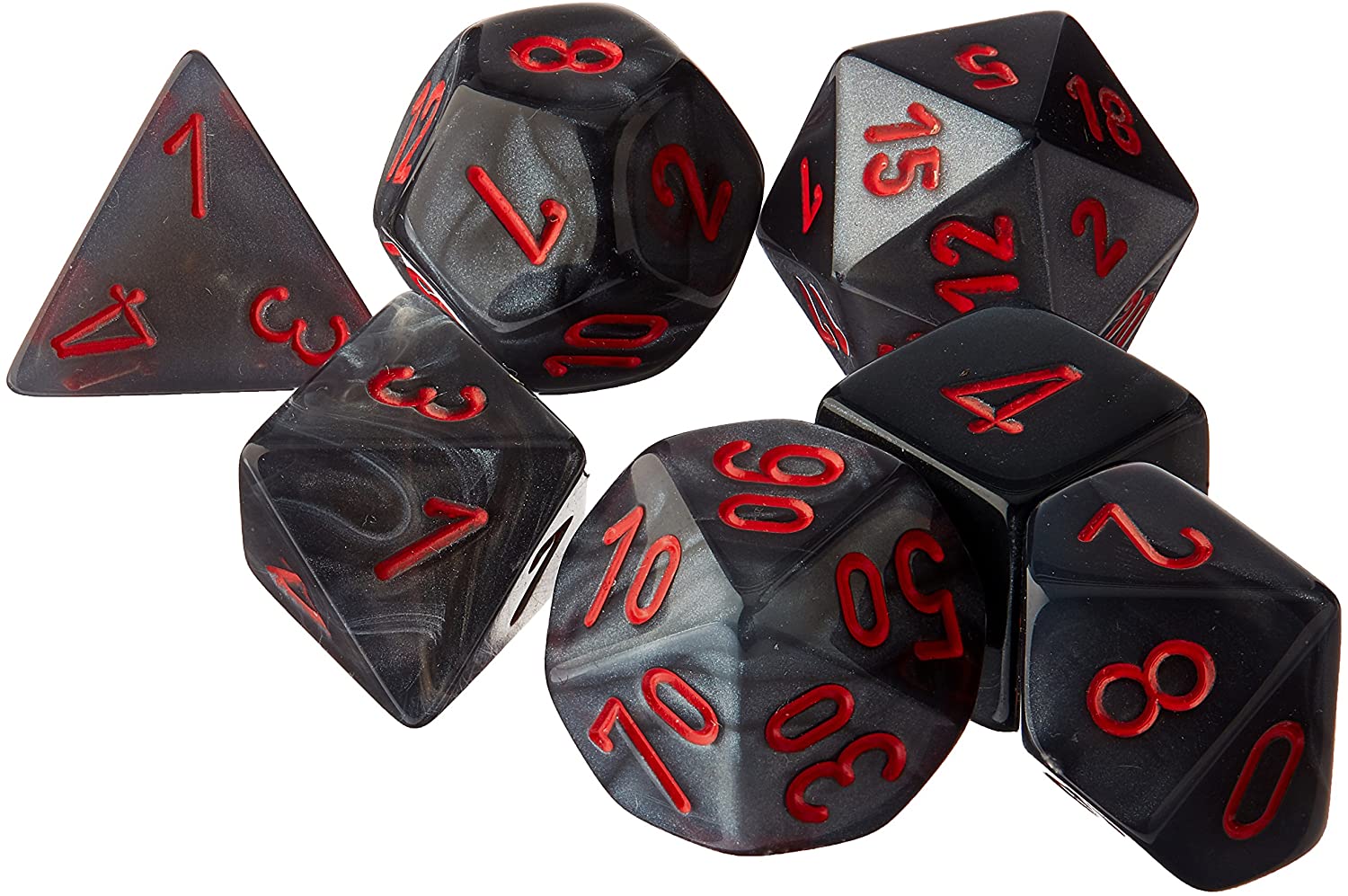 Chessex Velvet Black/Red 7ct Polyhedral Set (27478) Dice Chessex   