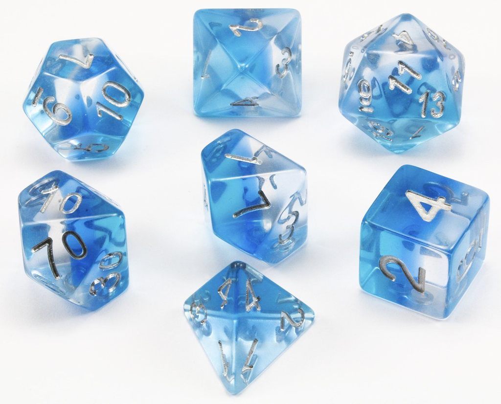 HD Dice Transparent Layered Blue Gradients 7ct Polyhedral Dice Set Dice Other