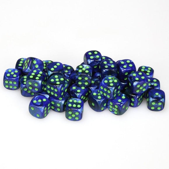 Chessex 12mm Lustrous Dark Blue/Green 36ct D6 Set (27896) Dice Chessex   
