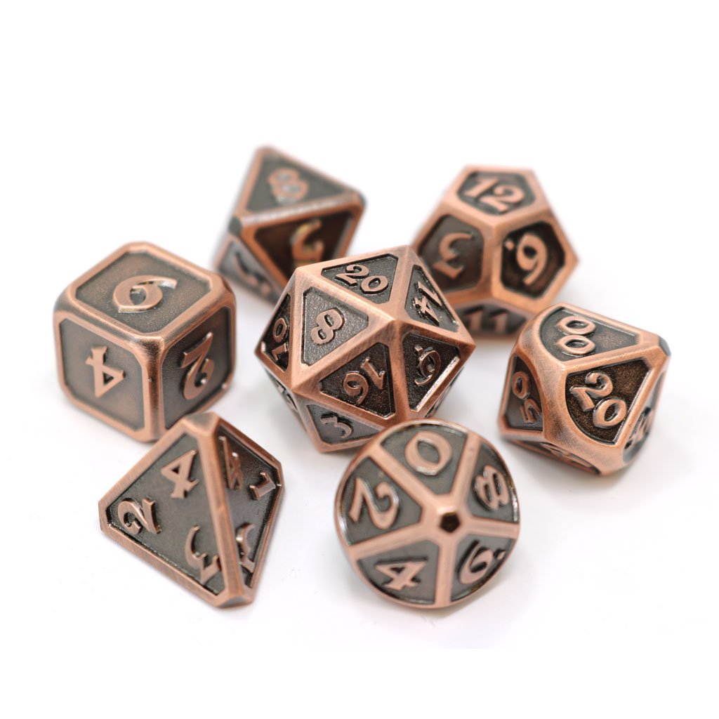 Die Hard Dice Metal Mythica Battleworn Copper 7ct Polyhedral Set Dice Die Hard Dice