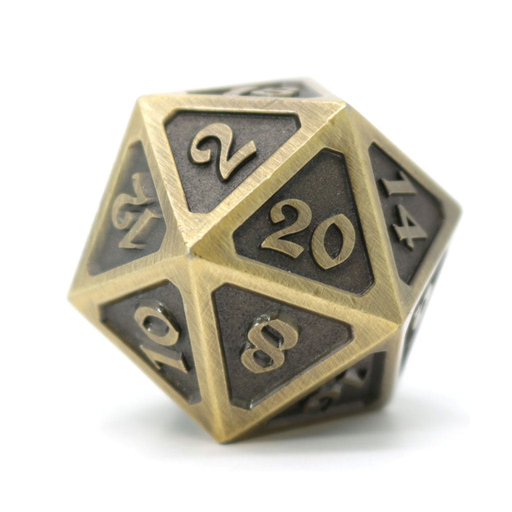 Die Hard Dice Metal Mythica Battleworn Gold Dire D20 Dice Die Hard Dice