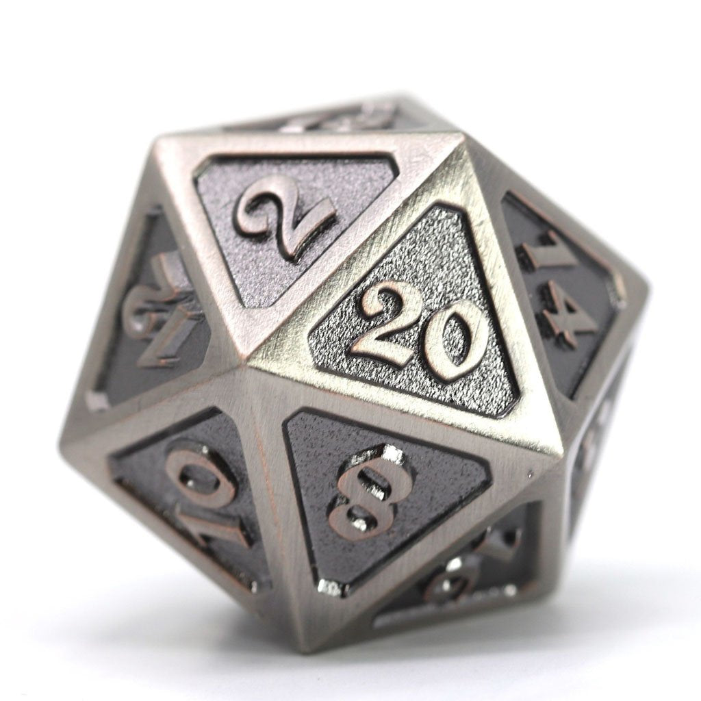 Die Hard Dice Metal Mythica Battleworn Silver Dire D20 Dice Die Hard Dice