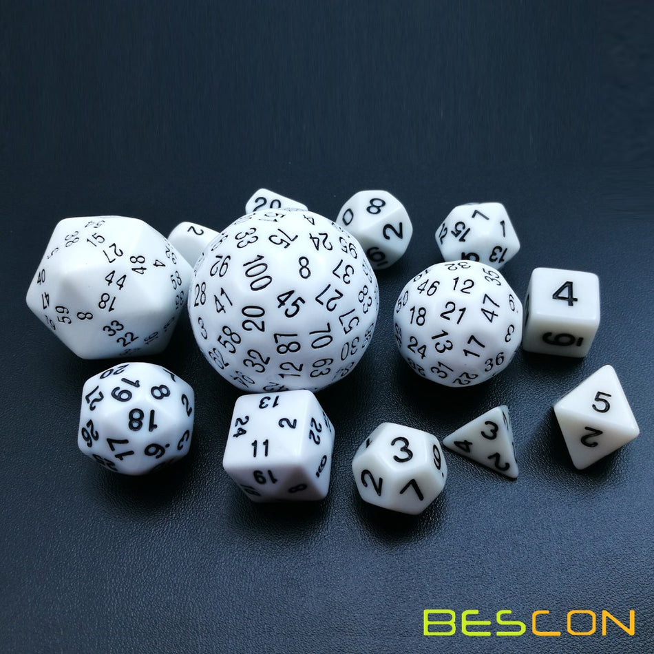 Bescon Complete 13ct Polyhedral Dice Set White Dice Other