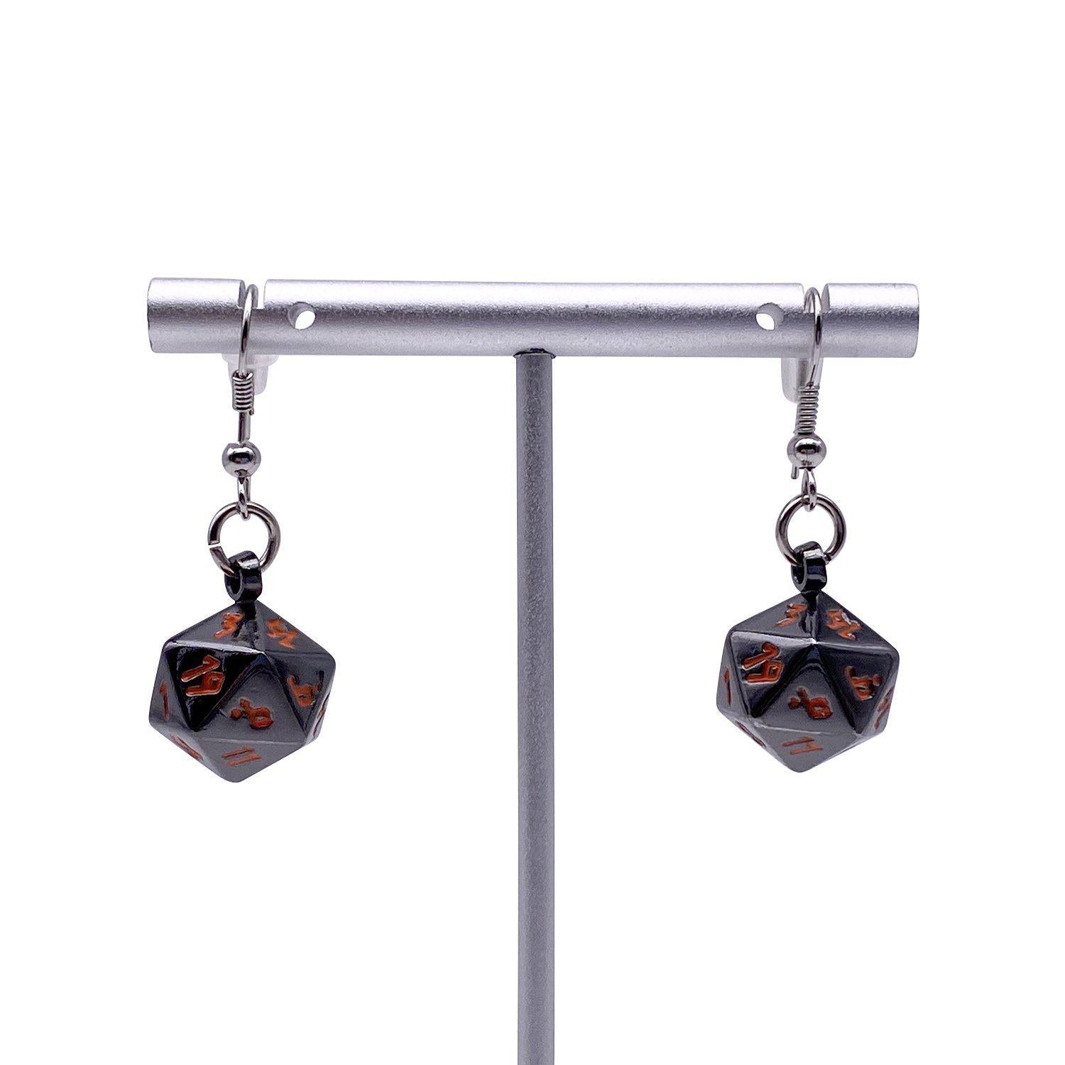 D20 Earrings Black Lava Clothing & Accessories Norse Foundry   