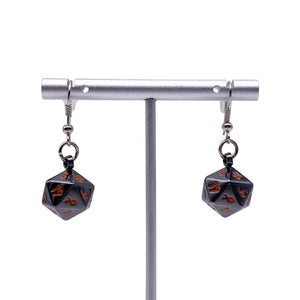 D20 Earrings Black Lava Supplies Norse Foundry   