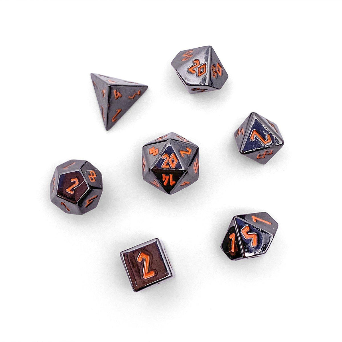 Pebble 10mm Alloy Mini Polyhedral Dice Set - Black Lava Dice Norse Foundry