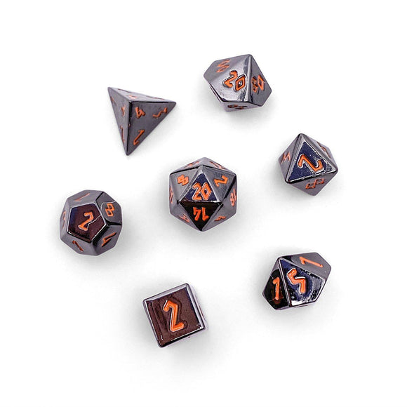 Pebble 10mm Alloy Mini Polyhedral Dice Set - Black Lava Home page Norse Foundry   