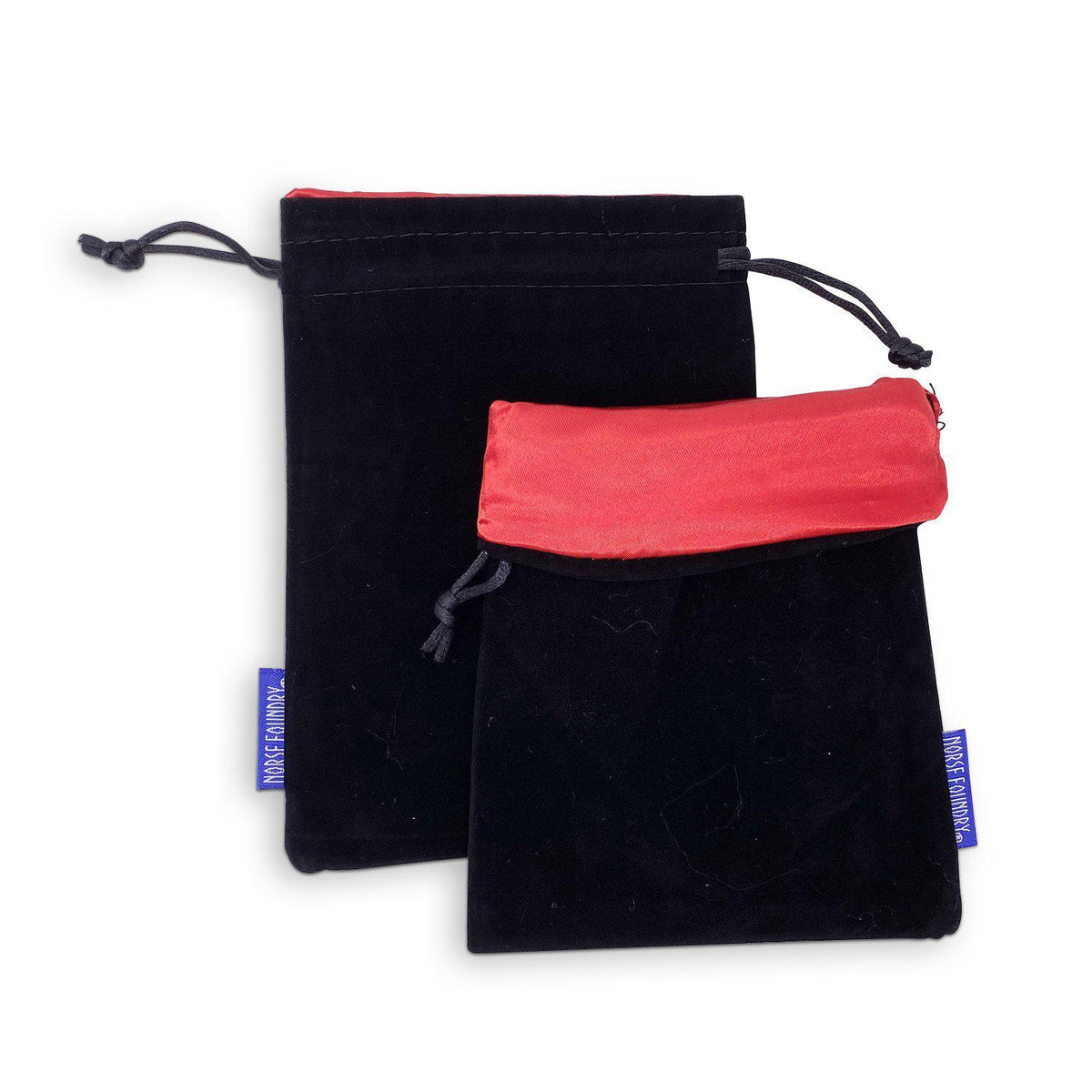 Norse Foundry Velvet Dice Bag - Black w/ Red Satin Dice Norse Foundry