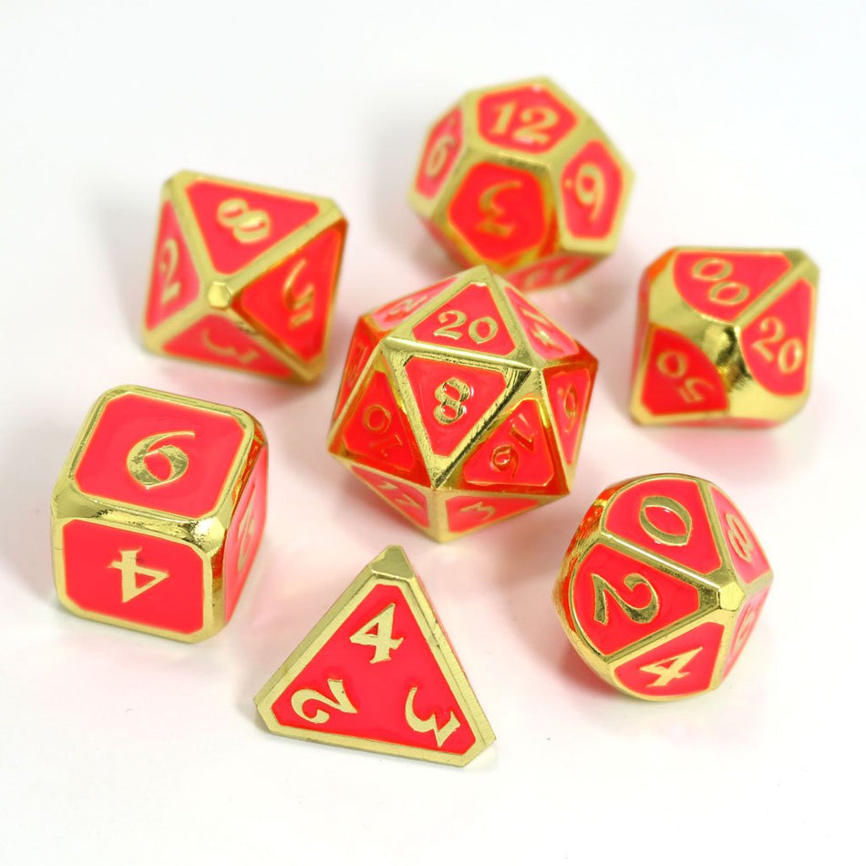 Die Hard Dice Metal AfterDark Neon Bloom 7ct Polyhedral Set Dice Die Hard Dice
