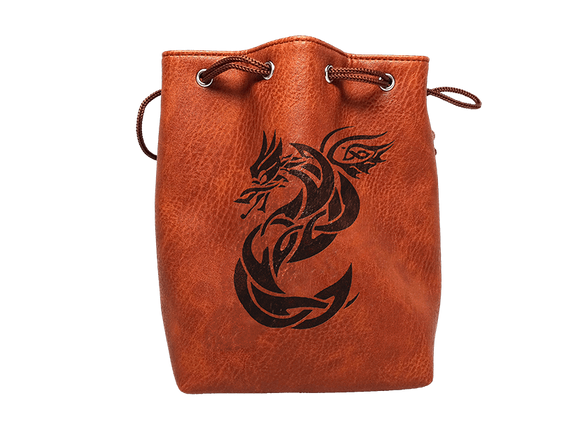 Easy Roller Brown Leather Lite Celtic Knot Dragon Design Self-Standing Large Dice Bag Home page Easy Roller Dice   