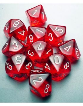 Chessex Translucent Red/White 10ct D10 Set (23274) Dice Chessex   