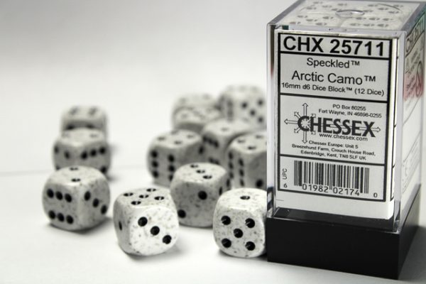 Chessex 16mm Speckled Arctic Camo 12ct D6 Set (25711) Dice Chessex   