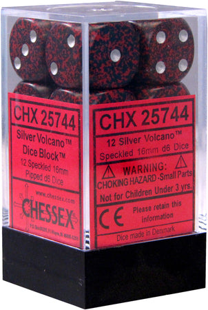 Chessex 16mm Speckled Silver Volcano 12ct D6 Set (25744) Dice Chessex   