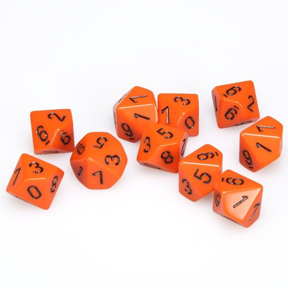 Chessex Opaque Orange/Black 10ct D10 Set (26203) Dice Chessex   