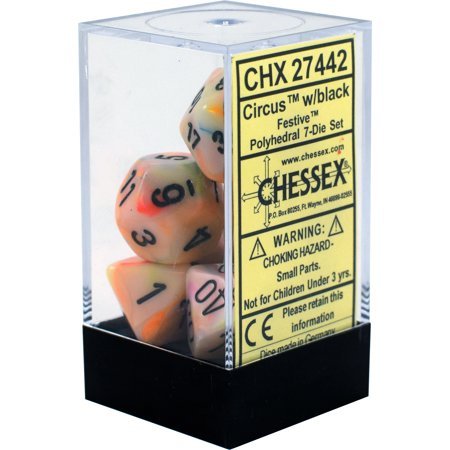 Chessex Festive Circus/Black 7ct Polyhedral Set (27442) Dice Chessex   