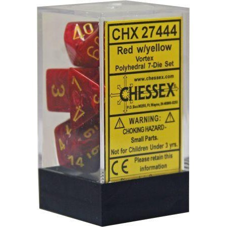 Chessex Vortex Red/Yellow 7ct Polyhedral Set (27444) Dice Chessex   