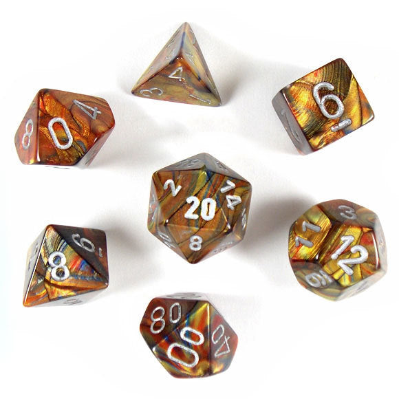 Chessex Lustrous Gold/Silver 7ct Polyhedral Set (27493) Dice Chessex   