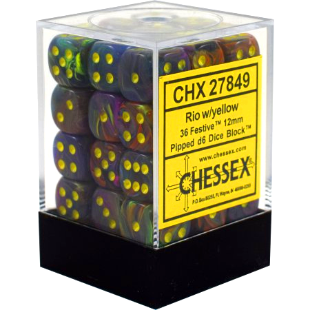 Chessex 12mm Festive Rio/Yellow 36ct D6 Set (27849) Dice Chessex   