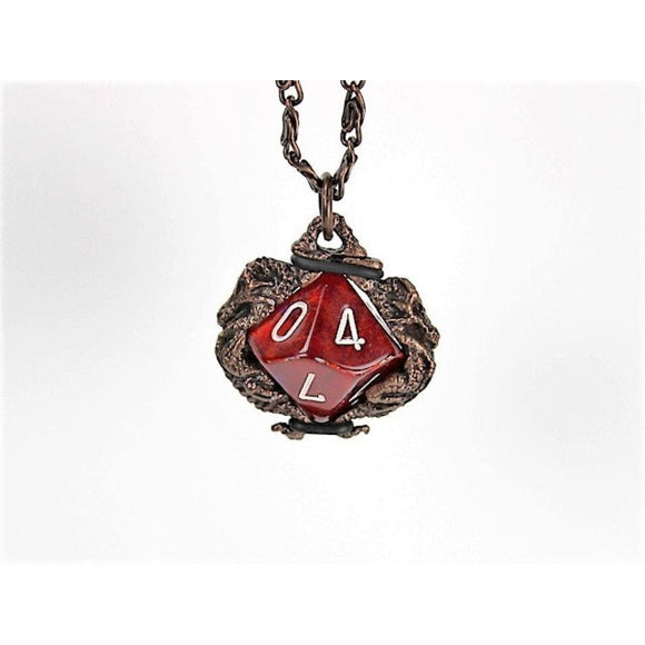 Dice Holder Jewelry Dragons D10 Pendant in Old Copper Dice Chessex   