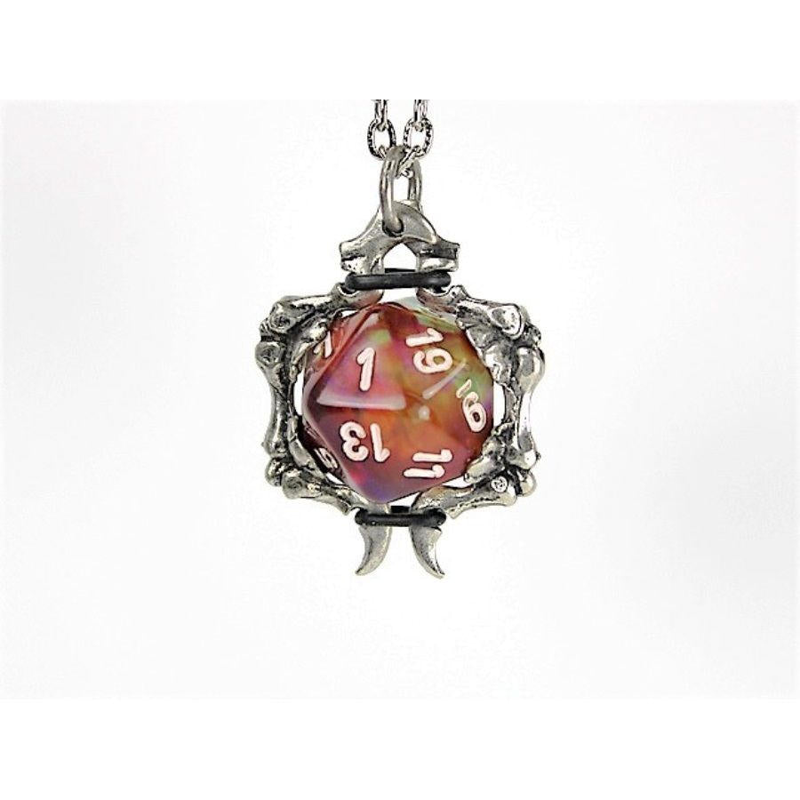 Dice Holder Jewelry Bones D20 Pendant in Old Silver Clothing & Accessories Chessex   