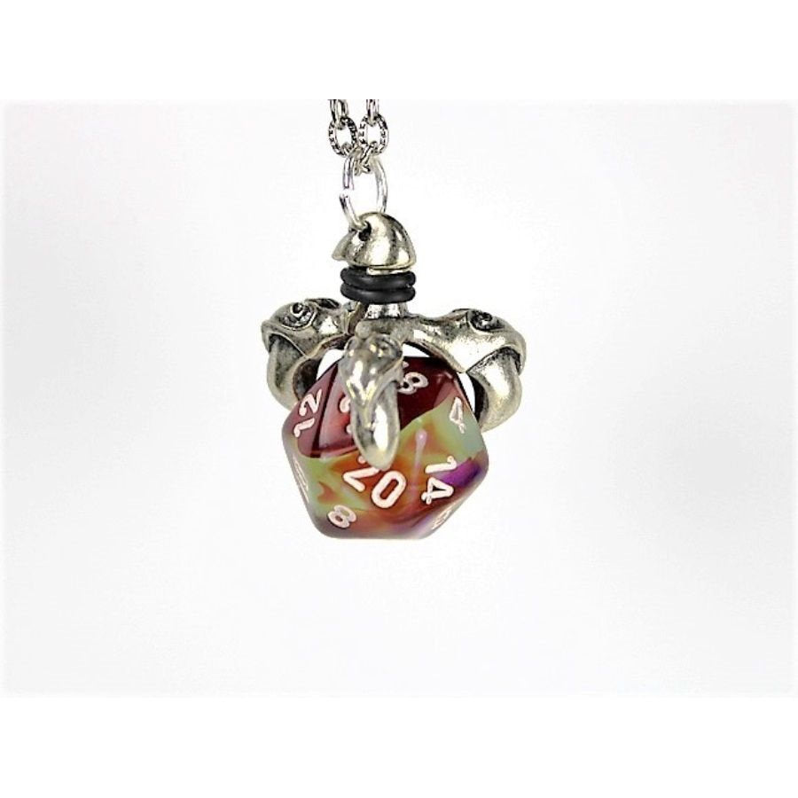 Dice Holder Jewelry Talon D20 Pendant in Old Silver Clothing & Accessories Chessex   