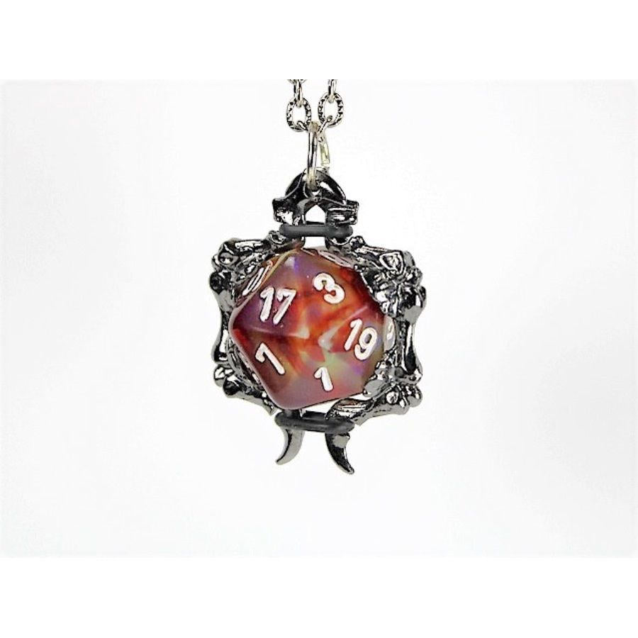 Dice Holder Jewelry Bones D20 Pendant in Gunmetal Grey Clothing & Accessories Chessex   