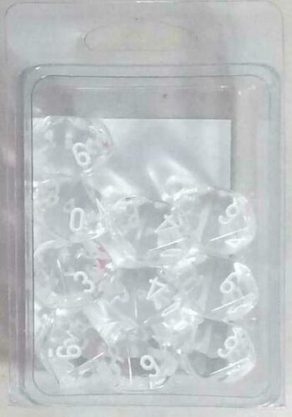 Chessex Translucent Clear/White 10ct D10 Set (23201) Dice Chessex   