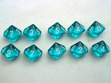 Chessex Translucent Teal/White 10ct D10 Set (23285) Dice Chessex   