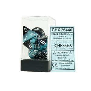 Chessex Gemini Black-Shell/White 7ct Polyhedral Set (26446) Home page Other   