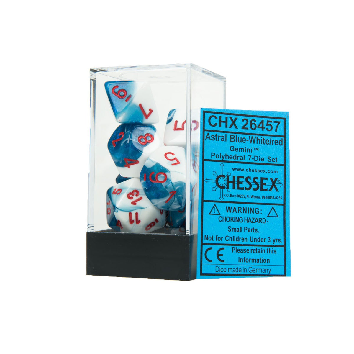 Chessex Gemini Astral Blue-White/Red 7ct Polyhedral Set (26457) Dice Chessex   