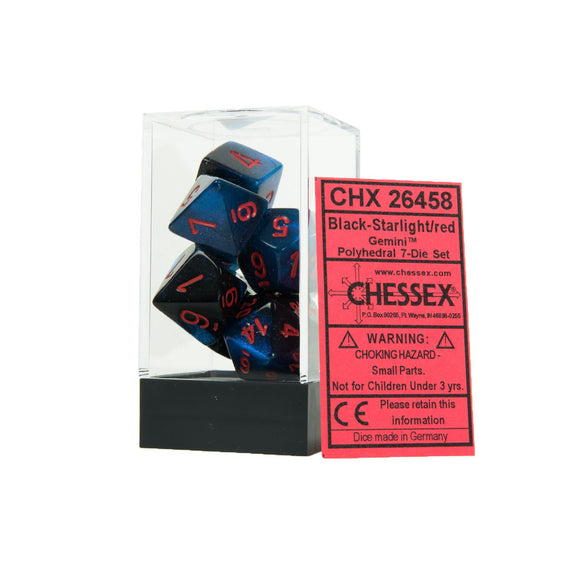 Chessex Gemini Black-Starlight/Red 7ct Polyhedral Set (26458) Dice Chessex   