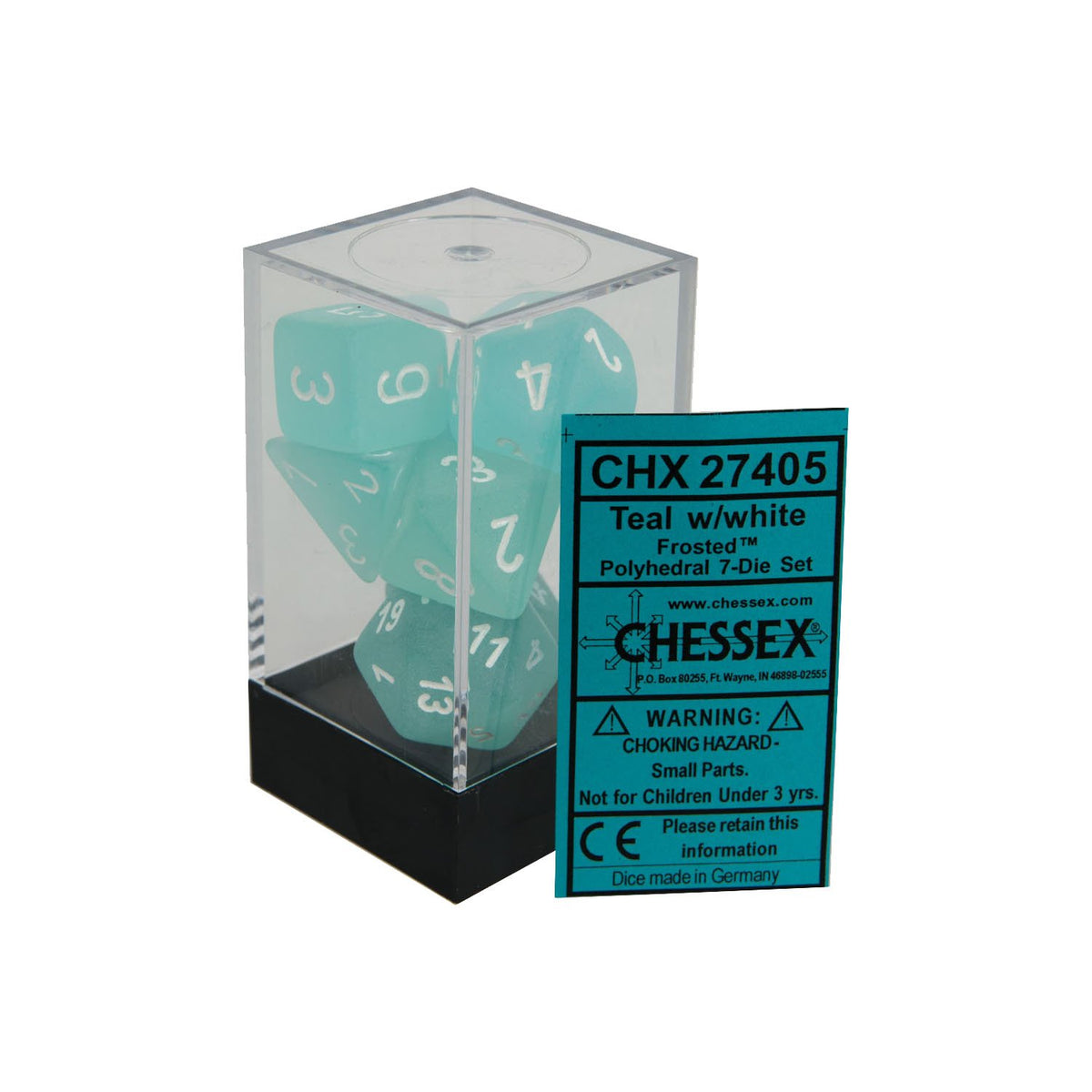 Chessex Frosted Teal/White 7ct Polyhedral Set (27405) Dice Chessex   