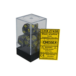 Chessex Vortext Black/Yellow 7ct Polyhedral Set (27438) Home page Other   